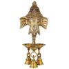 Wgloryind Brass Ganesha Wall Hanging Deepak with Bells view 1