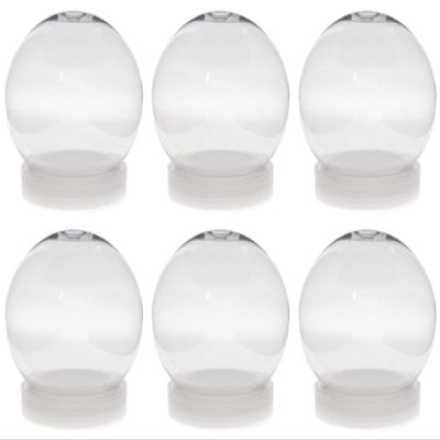 Creative Hobbies Pack of 6 (100mm) 4 Inch DIY Snow Globe Water Globe - Clear Plastic with Screw Off Cap | Perfect for DIY Crafts and Customization