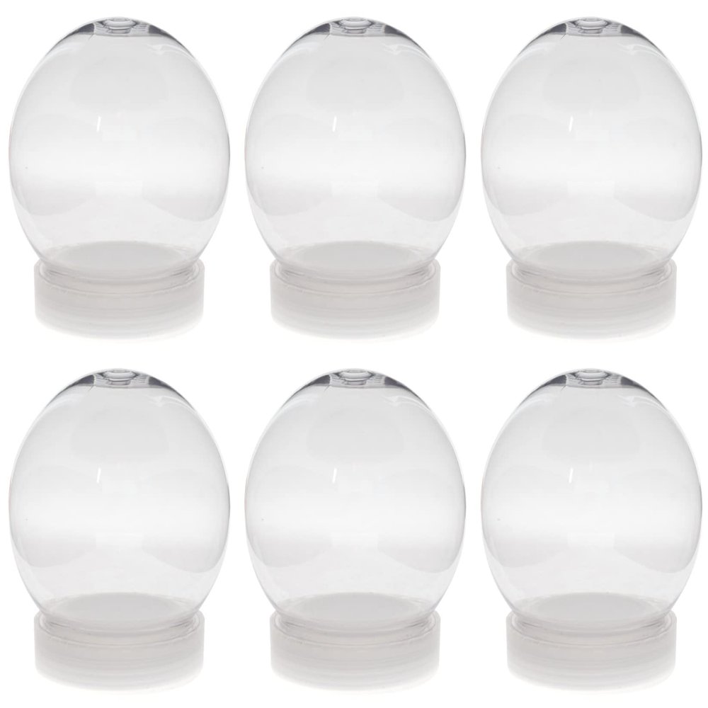 Creative Hobbies Pack of 6 (100mm) 4 Inch DIY Snow Globe Water Globe - Clear Plastic with Screw Off Cap | Perfect for DIY Crafts and Customization