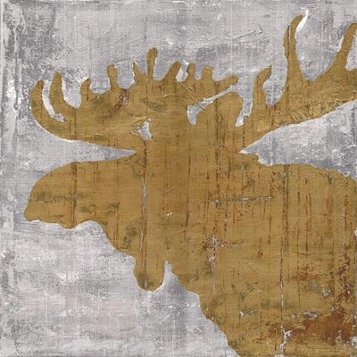 Posterazzi PDXRB13524MCLARGE Rustic Lodge Animals Moose on Grey Photo Print, 24 x 36, Multi