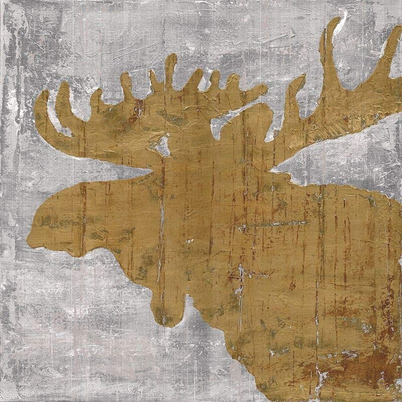 Posterazzi PDXRB13524MCLARGE Rustic Lodge Animals Moose on Grey Photo Print, 24 x 36, Multi