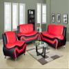 AYCP Contemporary Living Room Sofa Couch Furniture Set with Sofa, Loveseat and Chair|Faux Leather Upholstery|High Density Memory Foam Pillow Top Seats (3-Piece Sets, Red) view 2