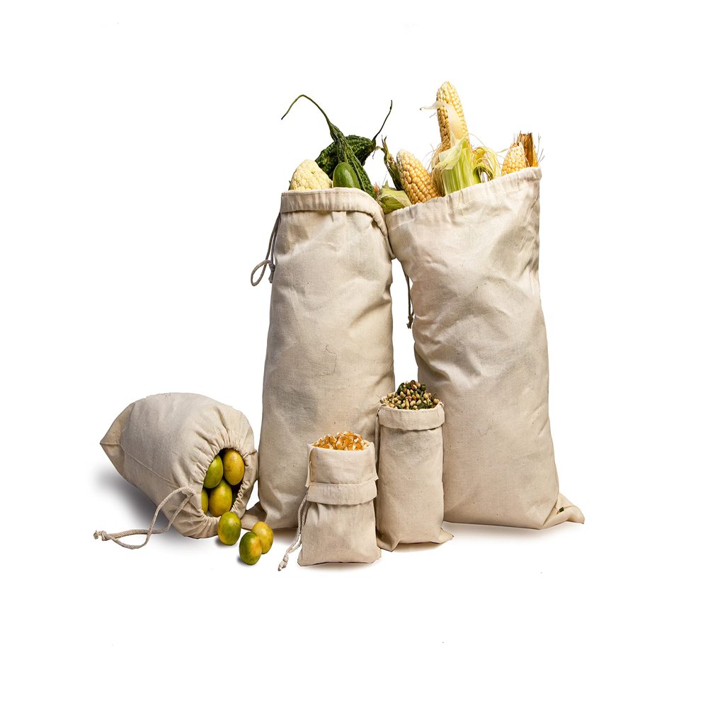 Eco Green Textiles (16 x 20 inches)  Natural Cotton Reusable Produce Muslin Bags  Multipurpose Drawstring Storage Pouch for Everyday Use (Pack of 25)