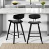 Armen Living Fox 25.5" Counter Height Black Faux Leather and Black Wood Mid-Century Modern Bar Stool view 2