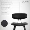 Armen Living Fox 25.5" Counter Height Black Faux Leather and Black Wood Mid-Century Modern Bar Stool view 4