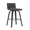 Armen Living size color options Vienna 30" Bar Height Barstool Brushed Wood Finish Faux Leather, Grey/Black view 1