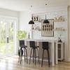 Armen Living size color options Vienna 30" Bar Height Barstool Brushed Wood Finish Faux Leather, Grey/Black view 2