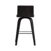 Armen Living size color options Vienna 30" Bar Height Barstool Brushed Wood Finish Faux Leather, Grey/Black view 4