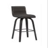 Armen Living Vienna Counter Height Barstool Brushed Wood Finish Faux Leather Kitchen and Dining, 26" Counter Height, Black/Gray, More color/size option view 1