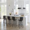 Armen Living Vienna Counter Height Barstool Brushed Wood Finish Faux Leather Kitchen and Dining, 26" Counter Height, Black/Gray, More color/size option view 2