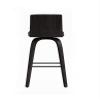 Armen Living Vienna Counter Height Barstool Brushed Wood Finish Faux Leather Kitchen and Dining, 26" Counter Height, Black/Gray, More color/size option view 4