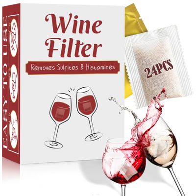Allinko Wine Filters (24 Pack), Remove Sulfite Tannin and Histamines, All Natural Ingredients, Wine Allergy Sensitivity Prevention, Stop Wine Headaches Nausea