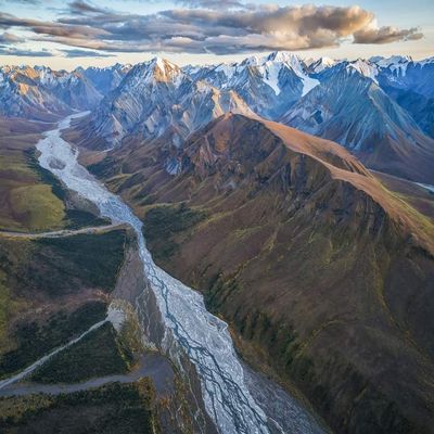 Posterazzi DPI12539147LARGE Glaciers and Mountains of Kluane National Park and Reserve, Near Haines Junction Yukon, Canada Framed Print, 38 x 24, Multi