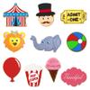 Circus Birthday Cookie Cutter 10 Pc Set - Tent, Ringmaster, Ball, Lion Face, Elephant Face, Ticket Plaque, Ferris Wheel, Ice Cream Cone, Popcorn, Fancy Plaque Cookie Cutters from Tin Plated Steel view 2