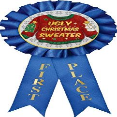 Ugly Christmas Sweater Contest Ribbons, 1st Place Ugly Sweater Award Ribbons, 100 Pack Prime