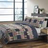 HNU 3 Piece Patchwork Plaid Quilt Set Full, Cabin Lodge Windowpane Pattern on Reverse Diamond Quilt Stitching Warm Soft Bedspread Cozy Comfy Cotton Bedding view 1