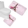 Amagical Paris Eiffel Tower with Roses Pink Background 3 Piece Bathroom Mat Set Shower Curtain Set Bath Mat Contour Mat Shower Curtain and 12 Hooks view 3