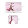 Amagical Paris Eiffel Tower with Roses Pink Background 3 Piece Bathroom Mat Set Shower Curtain Set Bath Mat Contour Mat Shower Curtain and 12 Hooks view 4
