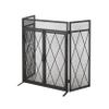 Laurel Modern Iron Folding Fireplace Screen with Door, Matte Black view 1
