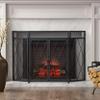 Laurel Modern Iron Folding Fireplace Screen with Door, Matte Black view 2