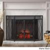 Laurel Modern Iron Folding Fireplace Screen with Door, Matte Black view 3