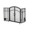 Christopher Knight Home Darlene Modern Iron Folding Fireplace Screen with Door and Tools, Matte Black view 1
