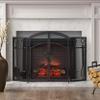 Christopher Knight Home Darlene Modern Iron Folding Fireplace Screen with Door and Tools, Matte Black view 2