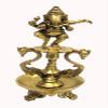 Wgloryind Ganesh Oil Lamp with Dancing & 2 Swan Showpiece - 20 Cm (Brass, Gold) view 1