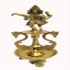 Wgloryind Ganesh Oil Lamp with Dancing & 2 Swan Showpiece - 20 Cm (Brass, Gold) view 2