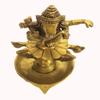 Wgloryind Ganesh Oil Lamp with Dancing & 2 Swan Showpiece - 20 Cm (Brass, Gold) view 3