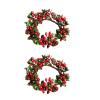 BinaryABC Christmas Candle Rings Wreaths,Red Berry Candle Rings,Christmas Candle Holder Rings,Christams Decorations,2Pcs(Internal Diameter About 2.36in) view 1