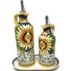 CERAMICHE D'ARTE PARRINI - Italian Ceramic Art Pottery Dispenser Set Oil Cruet Vinegar Decorated Sunflower Tuscany Hand Painted Made in ITALY view 1