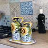 CERAMICHE D'ARTE PARRINI - Italian Ceramic Art Pottery Dispenser Set Oil Cruet Vinegar Decorated Sunflower Tuscany Hand Painted Made in ITALY view 4