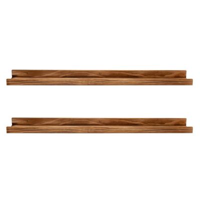 AZSKY 24" Floating Wall Ledge Shelf Wood Picutre Shelf Wall Mounted Nursery Kids Bookshelf Spice Rack Bathroom Storage Shelves Display Organizer Set of 2