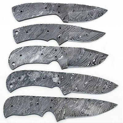 Damascus Steel Blank Blade Custom Handmade 8" to 10" Damascus Skinner Knife Blank Blades Lot of 5 pieces for knife making