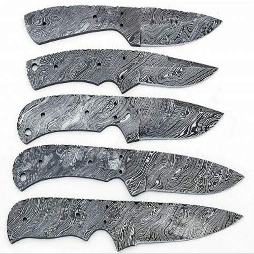 Damascus Steel Blank Blade Custom Handmade 8" to 10" Damascus Skinner Knife Blank Blades Lot of 5 pieces for knife making