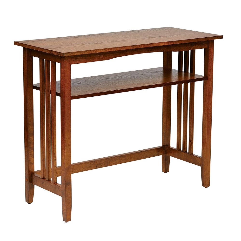 36-inch Foyer Table Brown Traditional Rectangle Wood Ash Finish Includes Hardware Shelf
