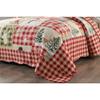 3 Piece Cabin Off White Red Quilt Bedspread Set Holiday Greetings Snow Flakes Deer Sparrow Sledge Snowman Printed Plaid Patchwork Quilt Queen Scalloped Edged All Over Stitched Christmas Bedding Set view 4