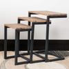 3-Piece Nesting Table Set Brown Rustic Rectangle Iron Wood Metal Finish view 2