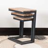 3-Piece Nesting Table Set Brown Rustic Rectangle Iron Wood Metal Finish view 3