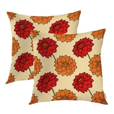 Batmerry Colorful Floral Decorative Pillow Covers, 20 x 20 Inch Colorful Dress Flowers of Dahlia Pink Abstract Artistic Double Sided Throw Pillow Covers Sofa Cushion Cover Square 20 Inches(Set of 2)
