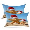 Batmerry Summer Beach Decorative Pillow Covers, Beach Merry Christmas Starfish Double Sided Throw Pillow Covers Sofa Cushion Cover Lumbar 12 x 20 Inches(Set of 2) view 1