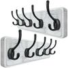 WEBI Coat Rack Wall Mounted,Coat Hooks Wall Mount,16" Hole to Hole,Large Coat Hanger Wall,5 Hooks for Hanging Coats,Hats,Jacket,Clothes,Entryway,Black/White,2 Packs view 1