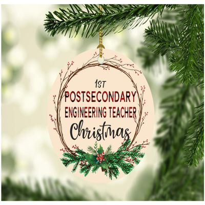 Christmas Decorations Tree Ornament 2025 1st Christmas Postsecondary Engineering Teacher Congrats On New Job Good Luck Present Family Xmas Ornaments for A Holiday Funny 3" White