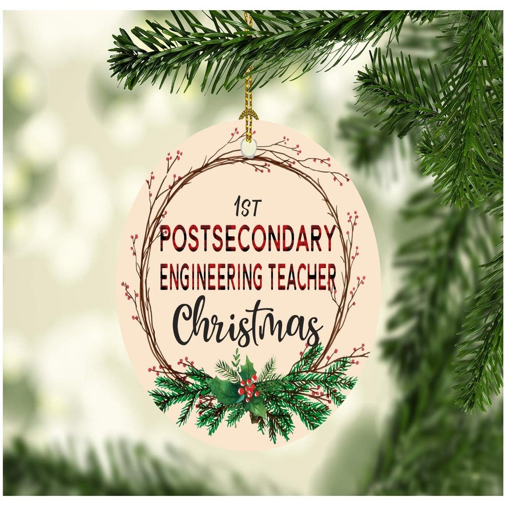 Christmas Decorations Tree Ornament 2025 1st Christmas Postsecondary Engineering Teacher Congrats On New Job Good Luck Present Family Xmas Ornaments for A Holiday Funny 3" White