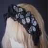Gothic Vintage Black Lace with 3D Butterfly Fairy Headband for Women Festival Costume Wedding Tea Party Crown Hair Accessory (Black) view 2