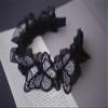 Gothic Vintage Black Lace with 3D Butterfly Fairy Headband for Women Festival Costume Wedding Tea Party Crown Hair Accessory (Black) view 3