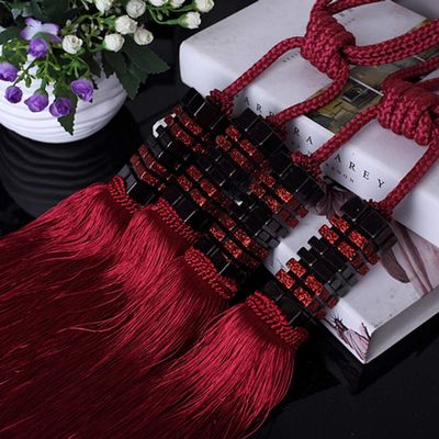 1 Pair High-Grade Double Balls Curtain Buckle Tassels Curtain Tiebacks Drape Decorative Curtain Holdbacks Curtain Tassel Rope Tiebacks (Jujube red)