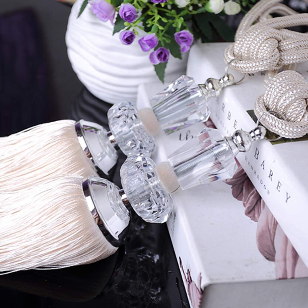 1 Pair Luxurious Crystal Beaded Curtain Tiebacks Creative Curtain Buckle Drapery Curtain Tassel Rope Tiebacks Curtain Holdbacks (Beige)