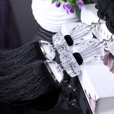 1 Pair Luxurious Crystal Beaded Curtain Tiebacks Creative Curtain Buckle Drapery Curtain Tassel Rope Tiebacks Curtain Holdbacks (Black)